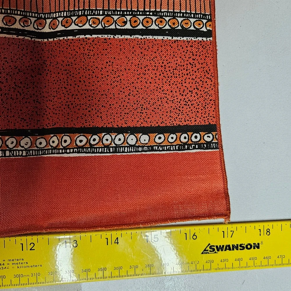 Vintage Vera Neumann Napkin Orange Terracotta Geometric MCM Square 17.5in